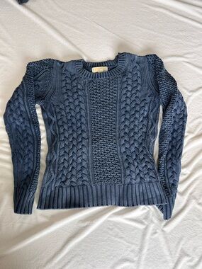 Michael Kors Navy Cable Knit Crewneck Sweater
